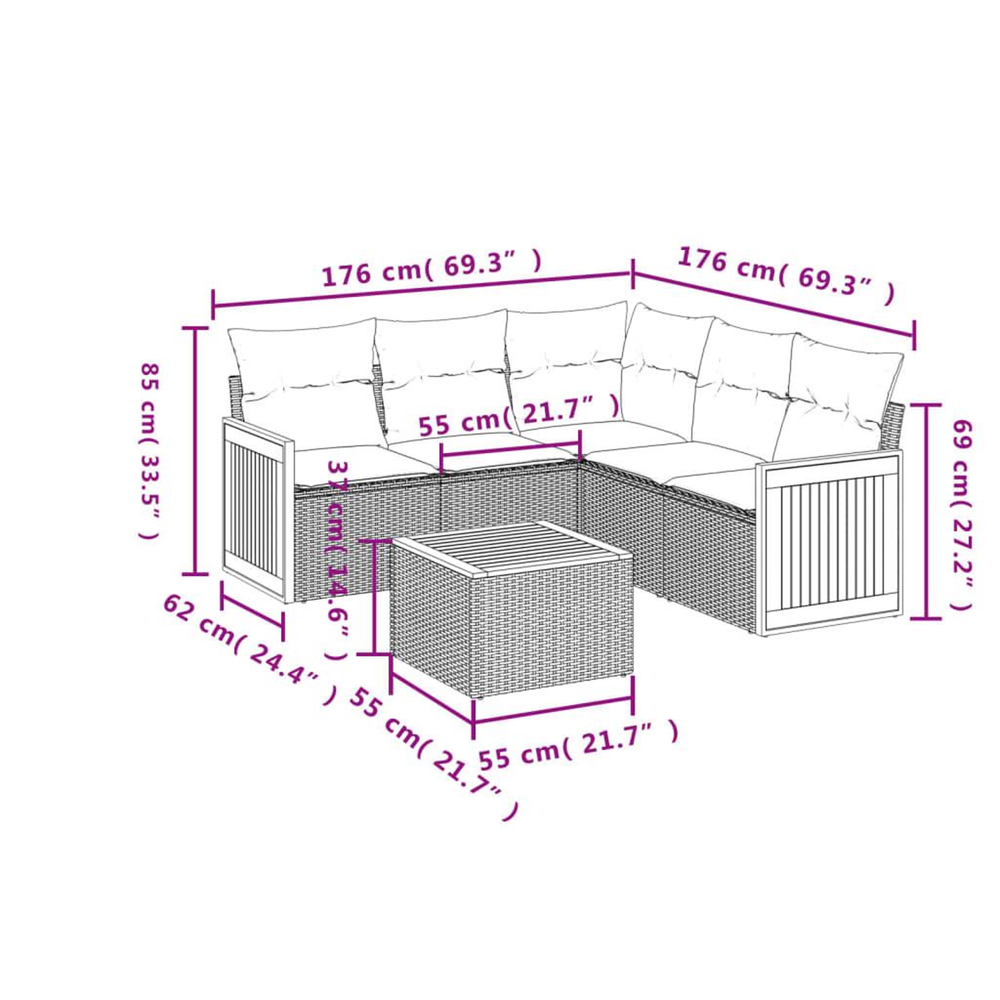 Voir la diapositive 6 : VIDAXL Salon de jardin avec coussins 6 pcs beige resine tressee