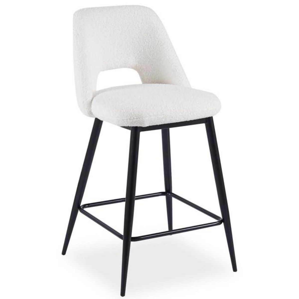 Paris Prix Lot de 2 Chaises de Bar  Bouclette  92cm Crème & Noir