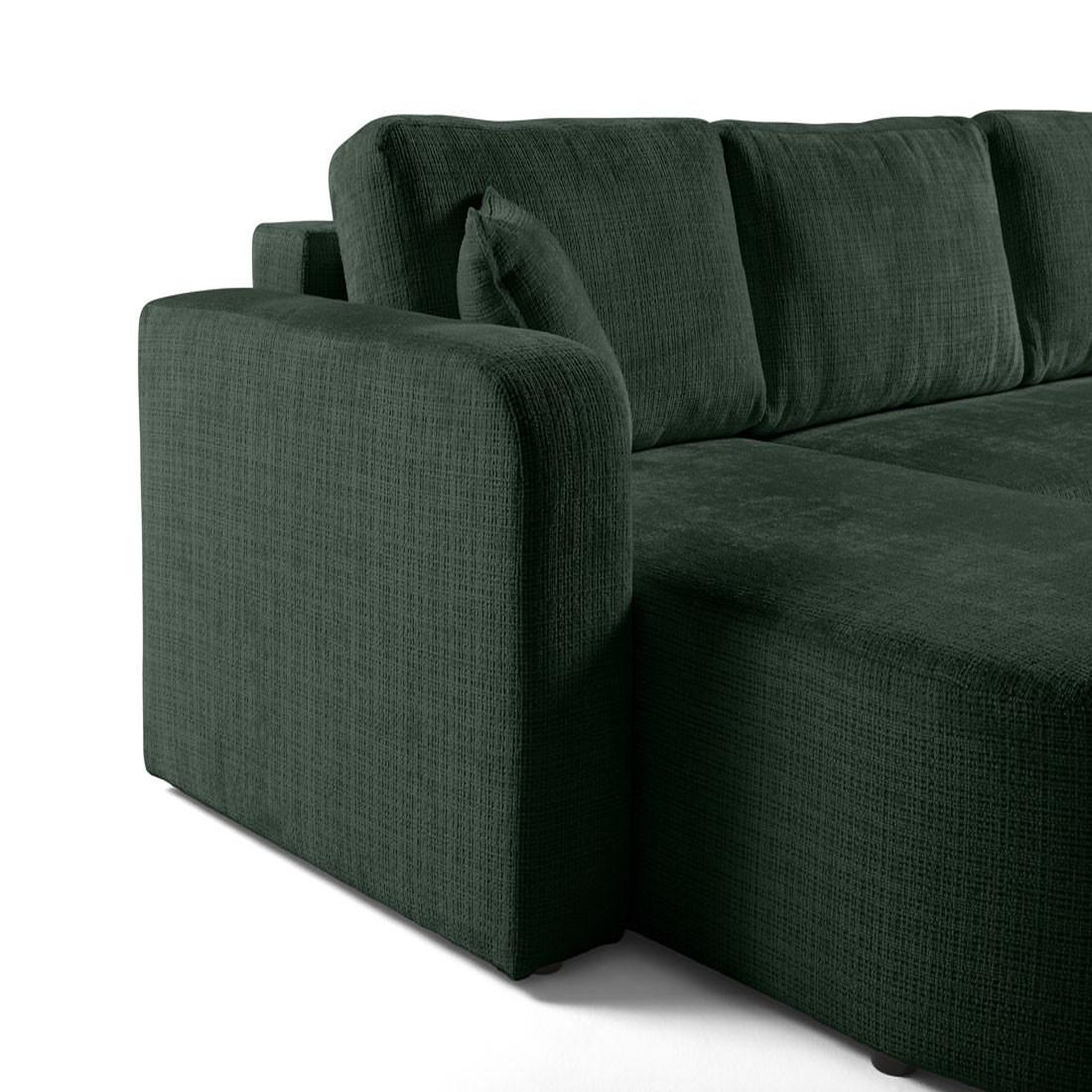 Voir la diapositive 5 : BEST MOBILIER Miro - canapé panoramique en u 7 places - convertible avec coffre - en velours texturé