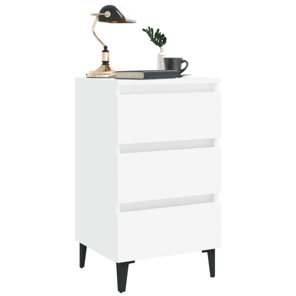 VIDAXL Table de chevet avec pieds en metal blanc 40x35x69 cm