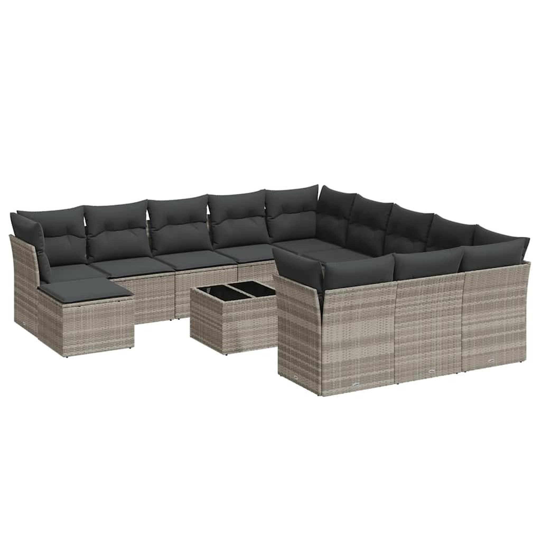 Voir la diapositive 2 : VIDAXL Salon de jardin avec coussins 13 pcs gris clair resine tressee