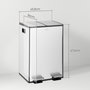 Voir la diapositive 3 : HOMCOM Poubelle de cuisine tri selectif 2 x 28L - poubelle à pédales - acier inox
