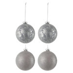 Paris Prix Lot de 4 Boules de Noël Design  Atop  10cm Gris
