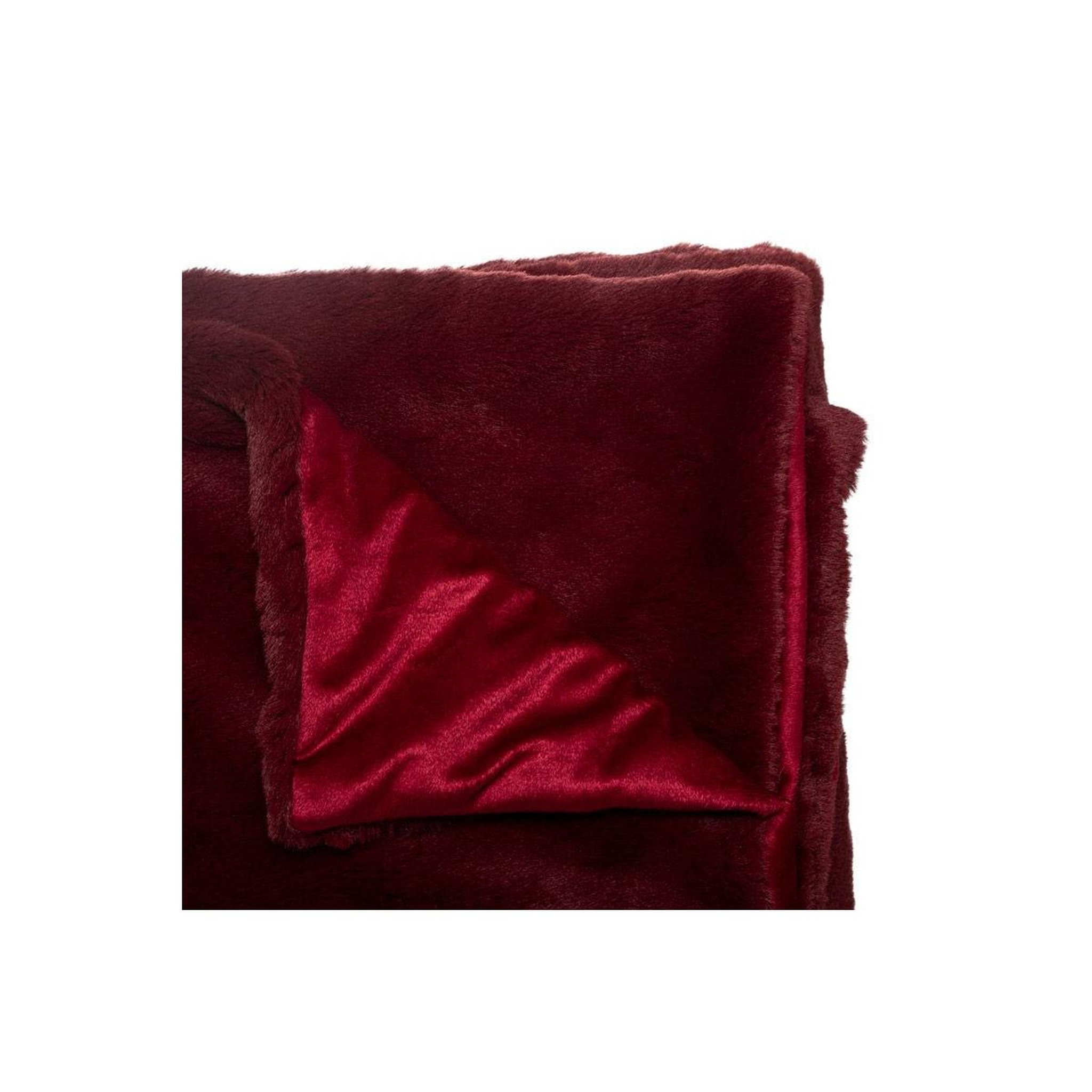 Voir la diapositive 2 : FEERIC LIGHT & CHRISTMAS Plaid imitation fourrure  vintage  125x150cm rouge
