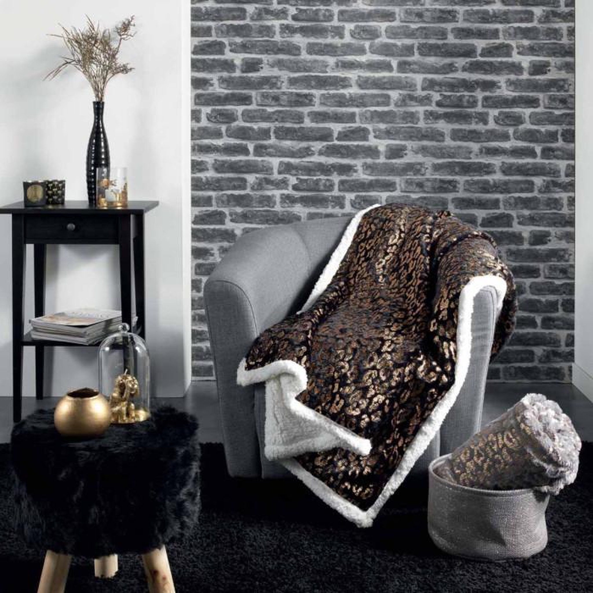 Voir la diapositive 1 : Paris Prix Plaid Imitation Fourrure  Safari  125x150cm Naturel