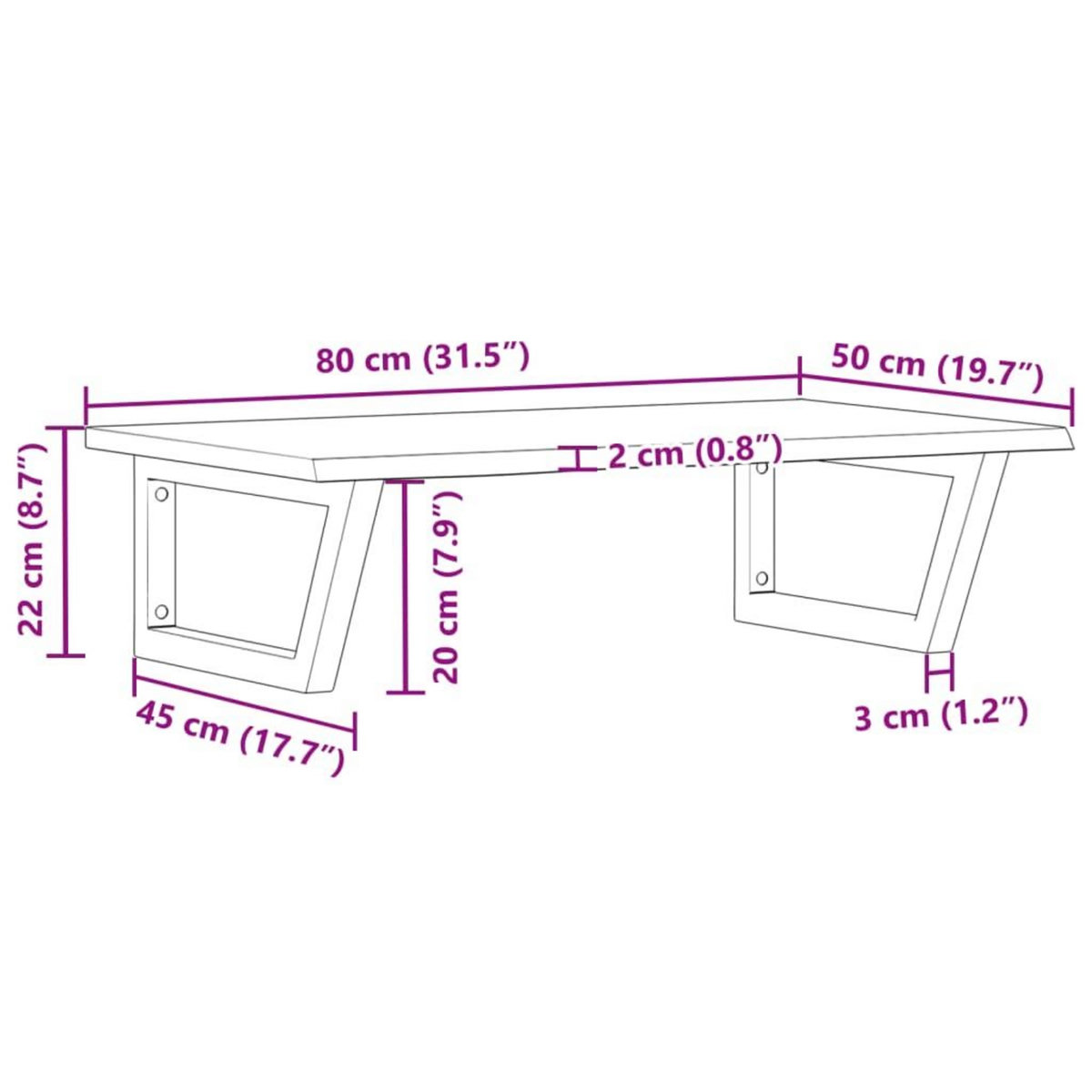 VIDAXL Etagere de vasque murale acier et bois de chene massif