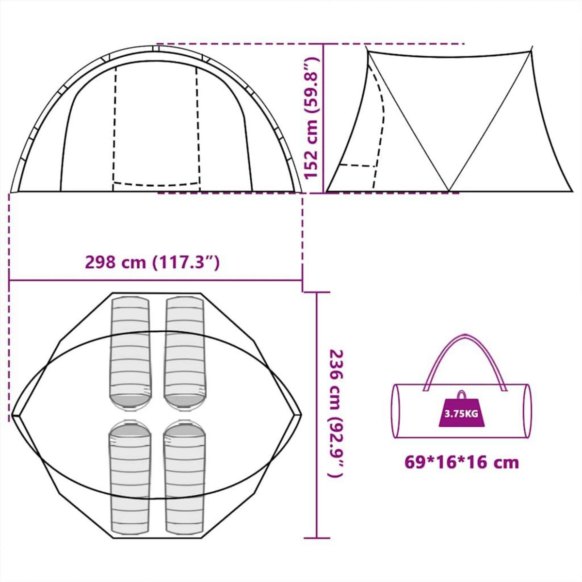 VIDAXL Tente de peche 4 personnes vert olive impermeable