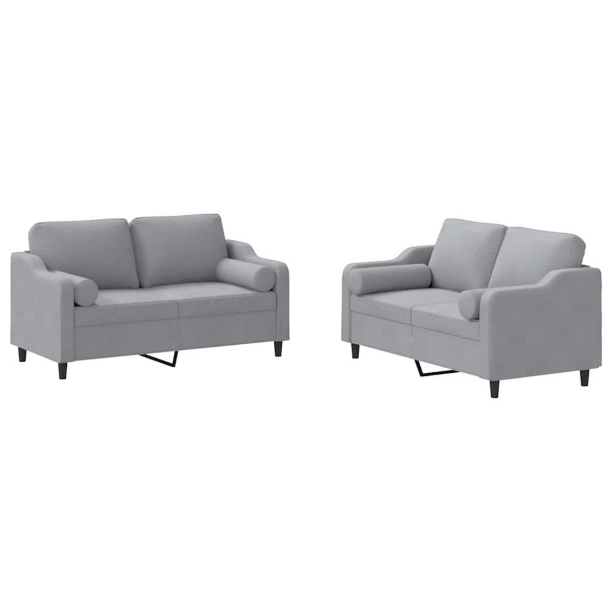 VIDAXL Ensemble de canapes 2 pcs coussins gris clair tissu