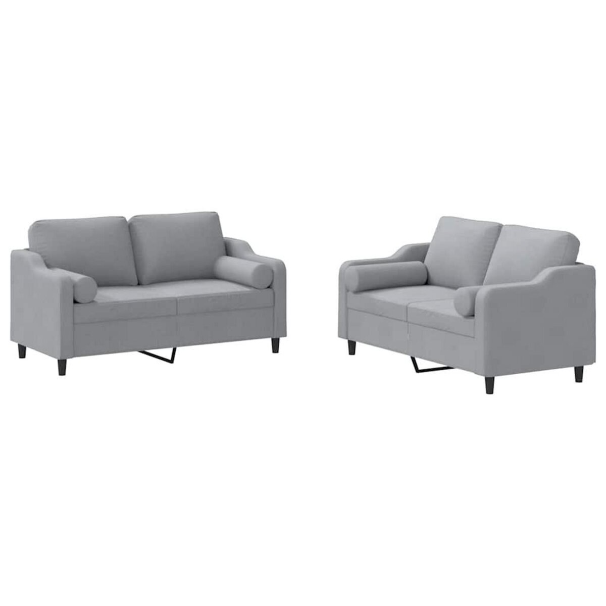 VIDAXL Ensemble de canapes 2 pcs coussins gris clair tissu