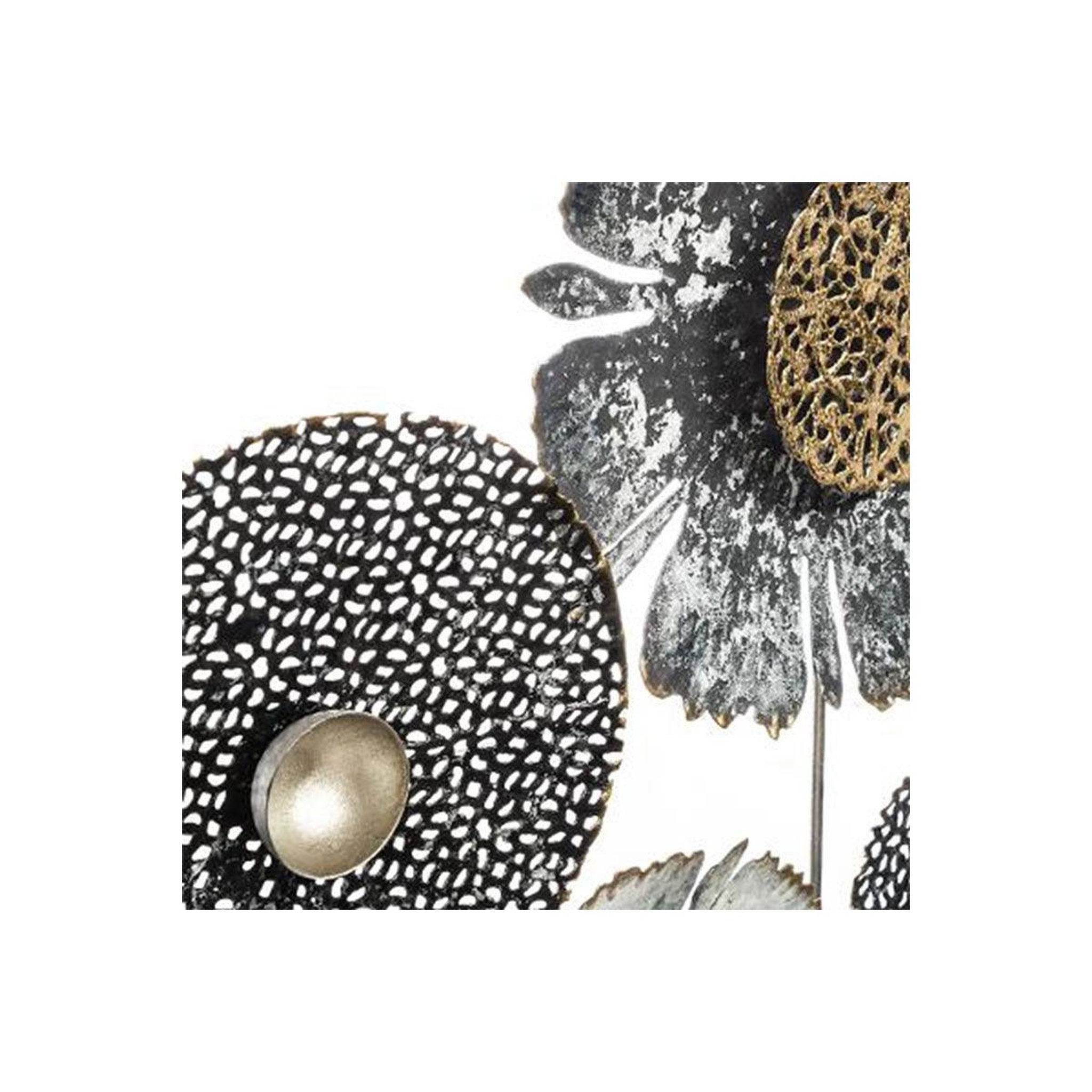 Voir la diapositive 2 : ATMOSPHERA Décoration murale métal  tournesol  50cm noir