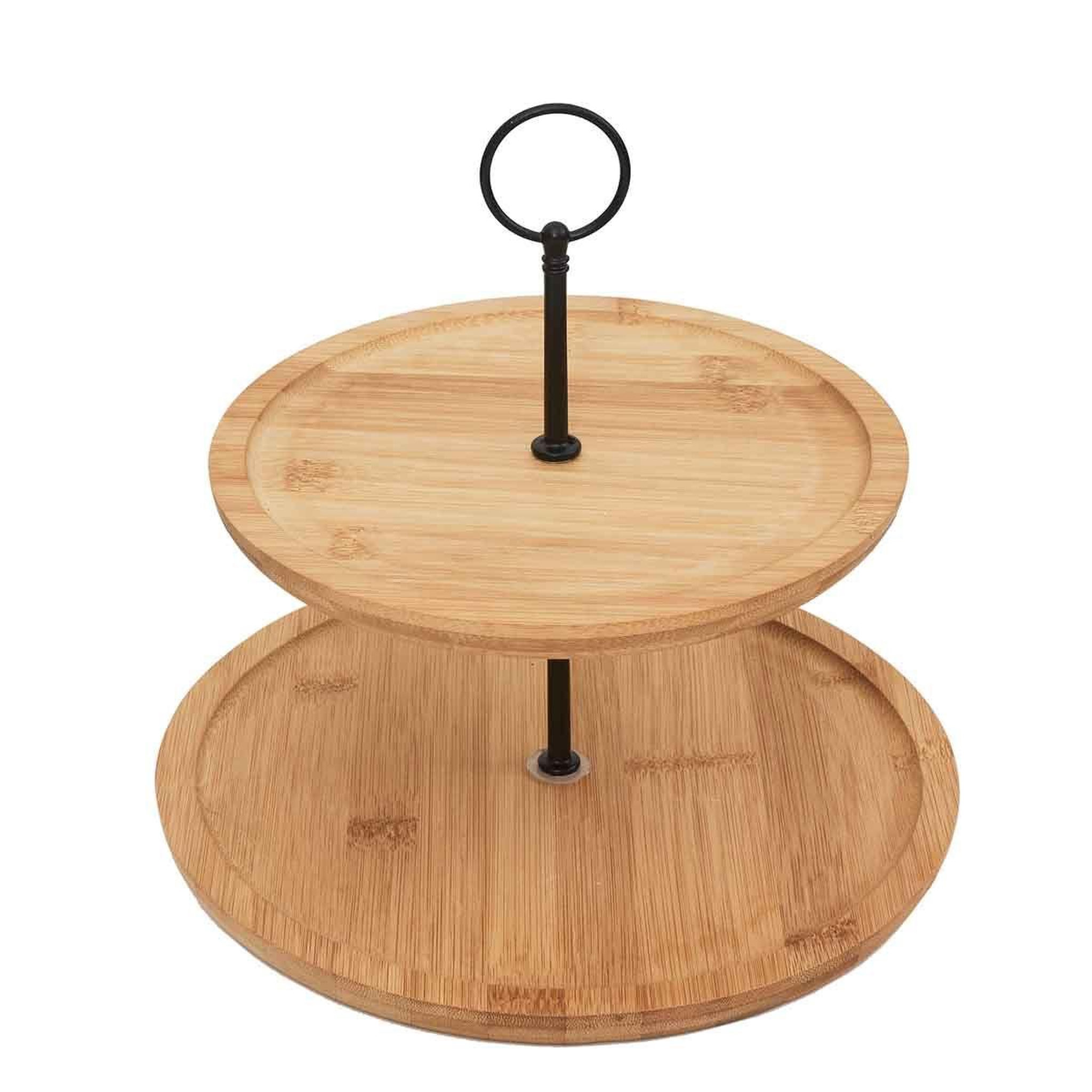 The Home Deco Factory Présentoir Serviteur 2 Étages  Bambou  25cm Naturel