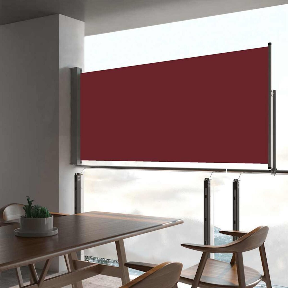 VIDAXL Auvent lateral retractable de patio 60x300 cm Rouge