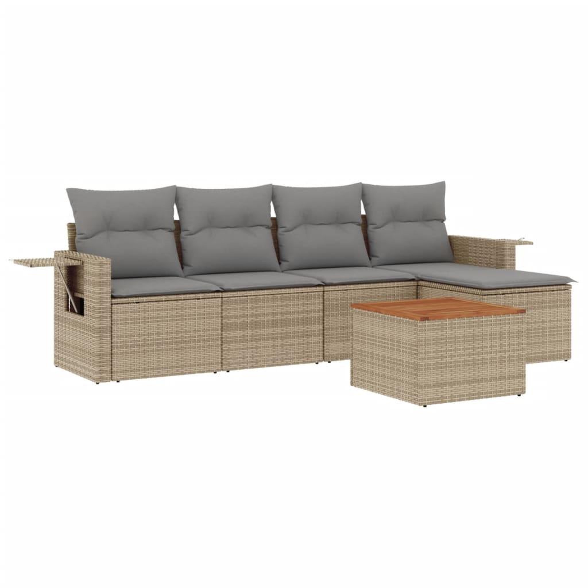 Voir la diapositive 2 : VIDAXL Salon de jardin avec coussins 6pcs melange beige resine tressee