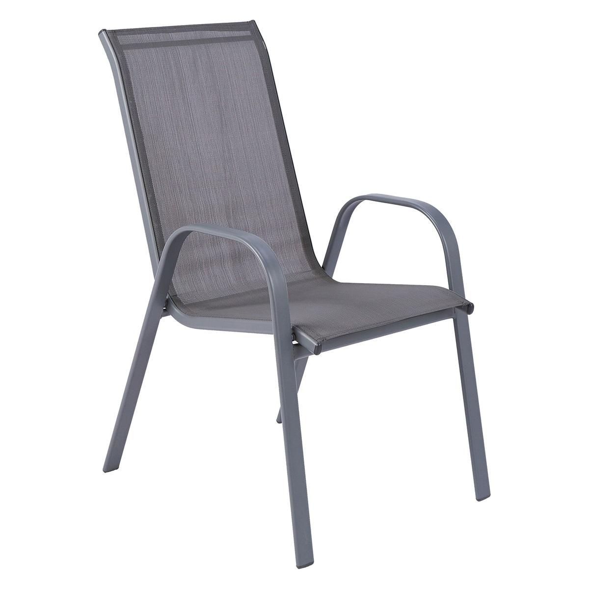 GARDENSTAR Fauteuil de jardin acier textilène gris acier SEATTLE