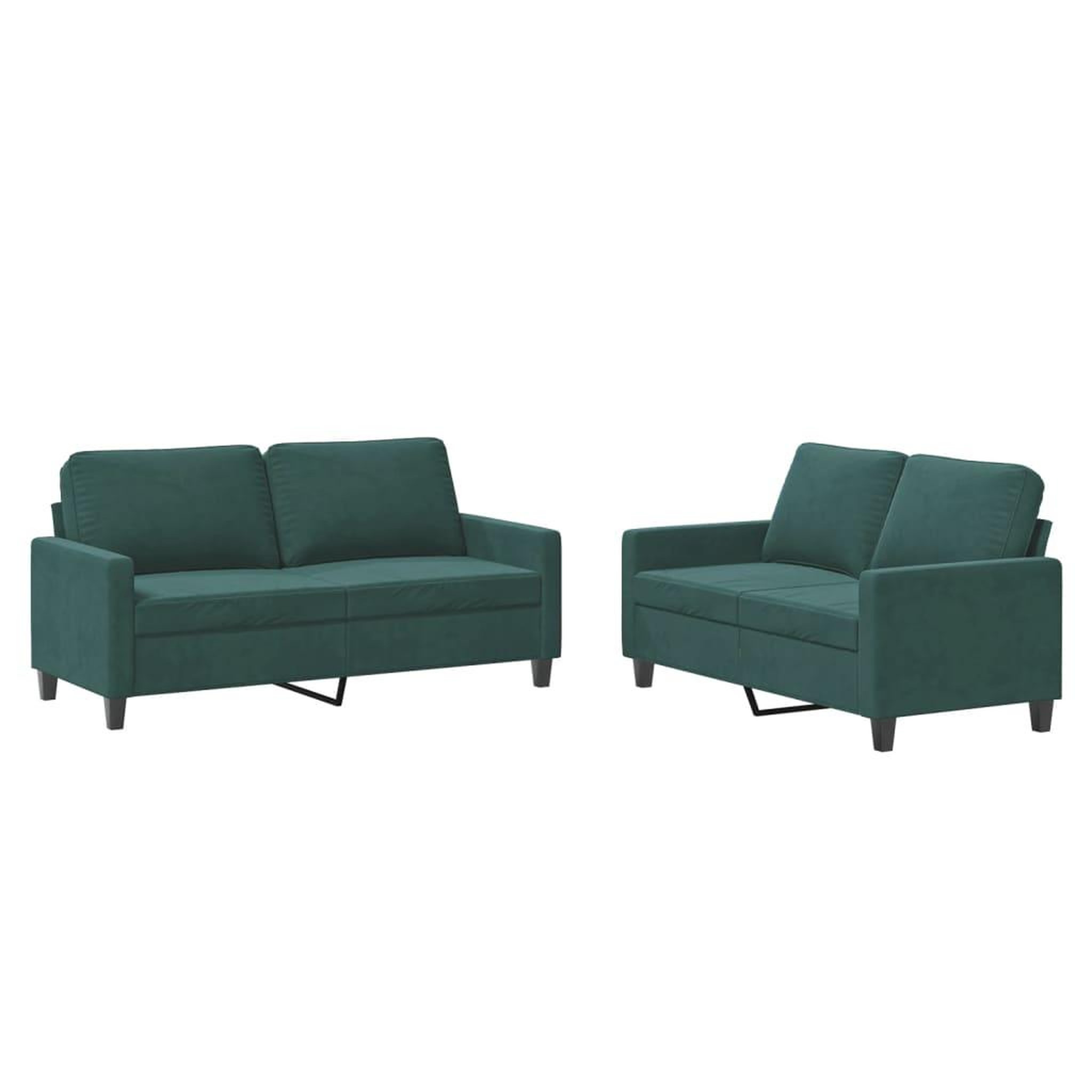 Voir la diapositive 2 : VIDAXL Ensemble de canapes 2 pcs avec coussins Vert fonce Velours