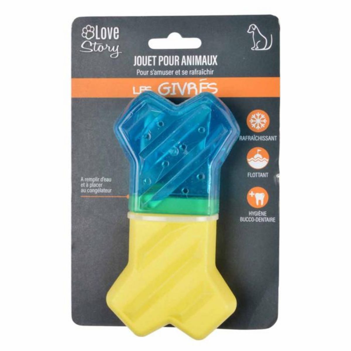 Paris Prix Jouet pour Chien Givré  Os  13cm Bleu & Jaune