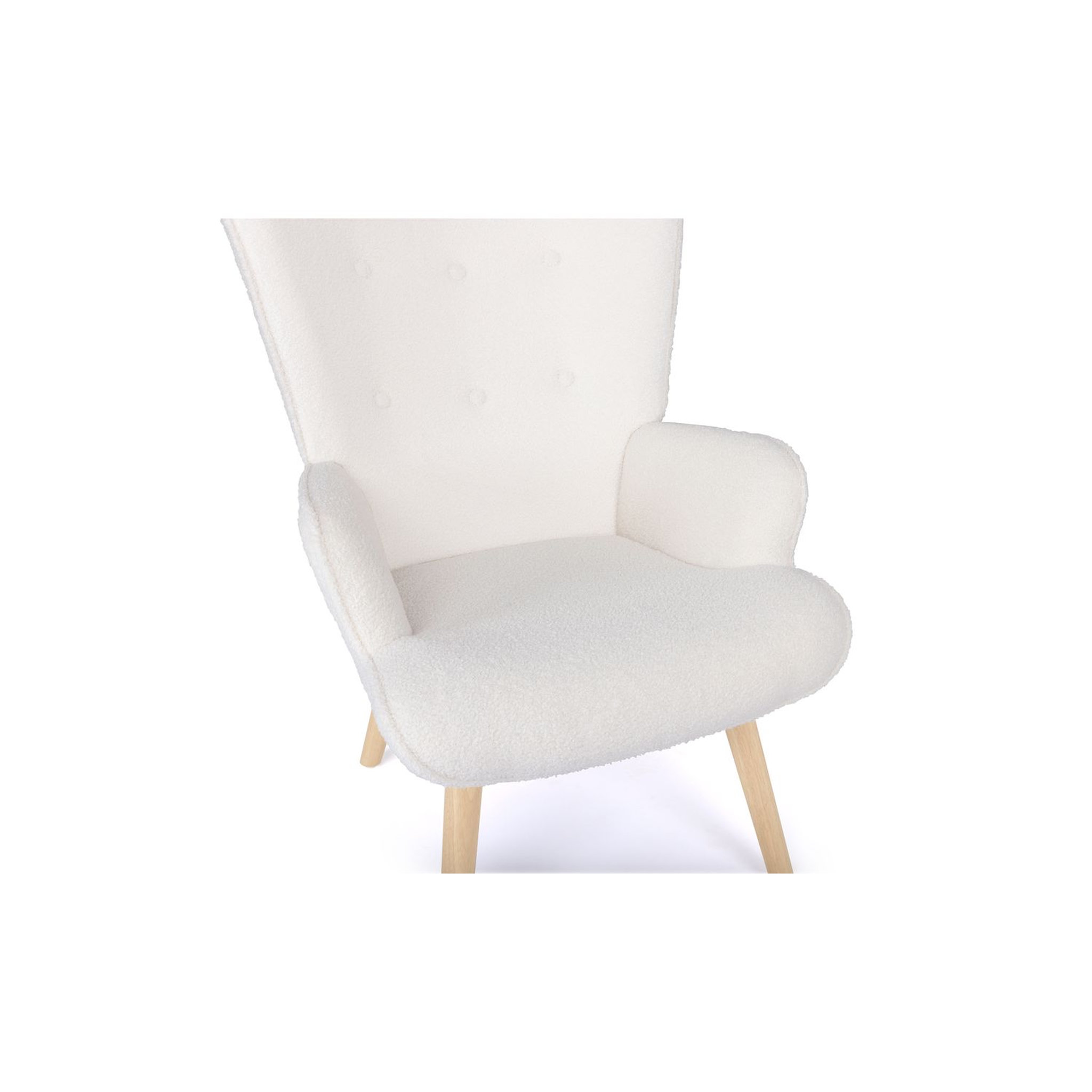 Voir la diapositive 3 : Fauteuil tissu bouclette blanc SVEN