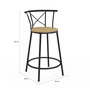 Voir la diapositive 5 : ID MARKET Lot de 4 tabourets de bar bistrot DETROIT avec dossier arrondis design industriel