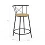 Voir la diapositive 5 : ID MARKET Lot de 4 tabourets de bar bistrot DETROIT avec dossier arrondis design industriel