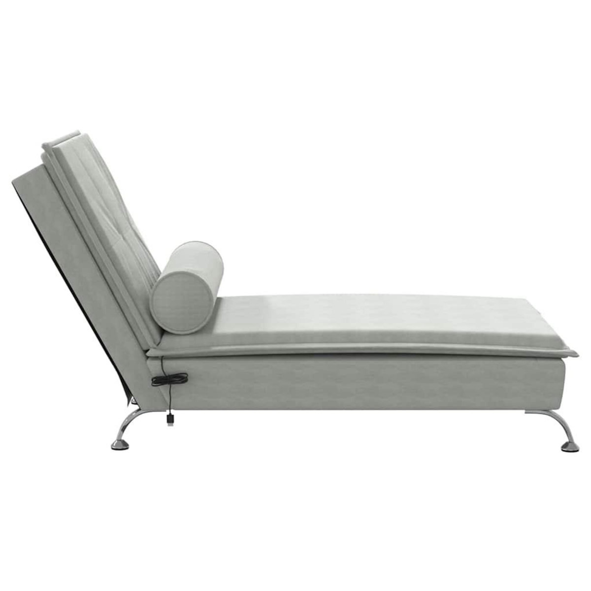VIDAXL Chaise longue de massage avec traversin gris clair velours
