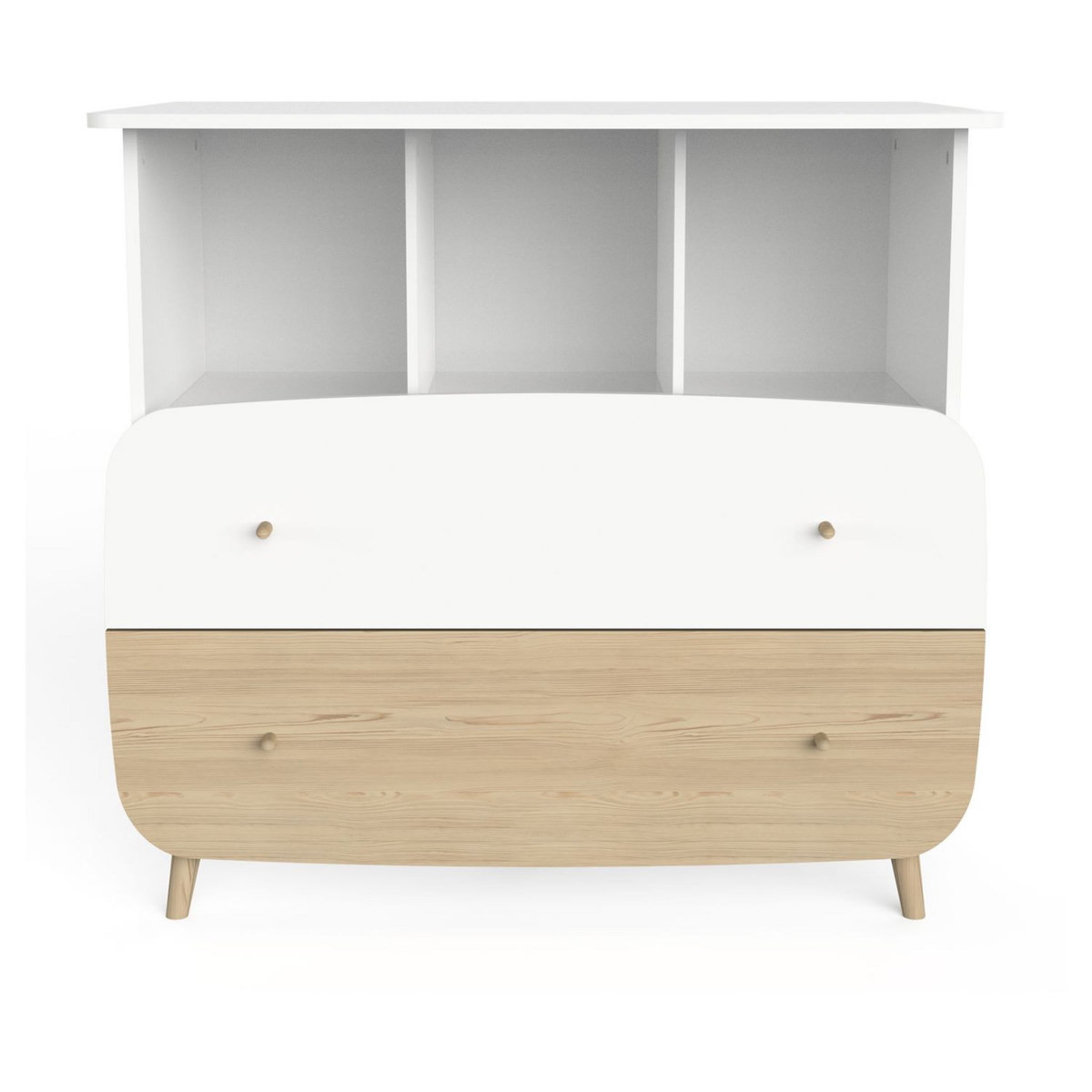 Commode bébé 2 tiroirs 3 niches blanc LINIA 