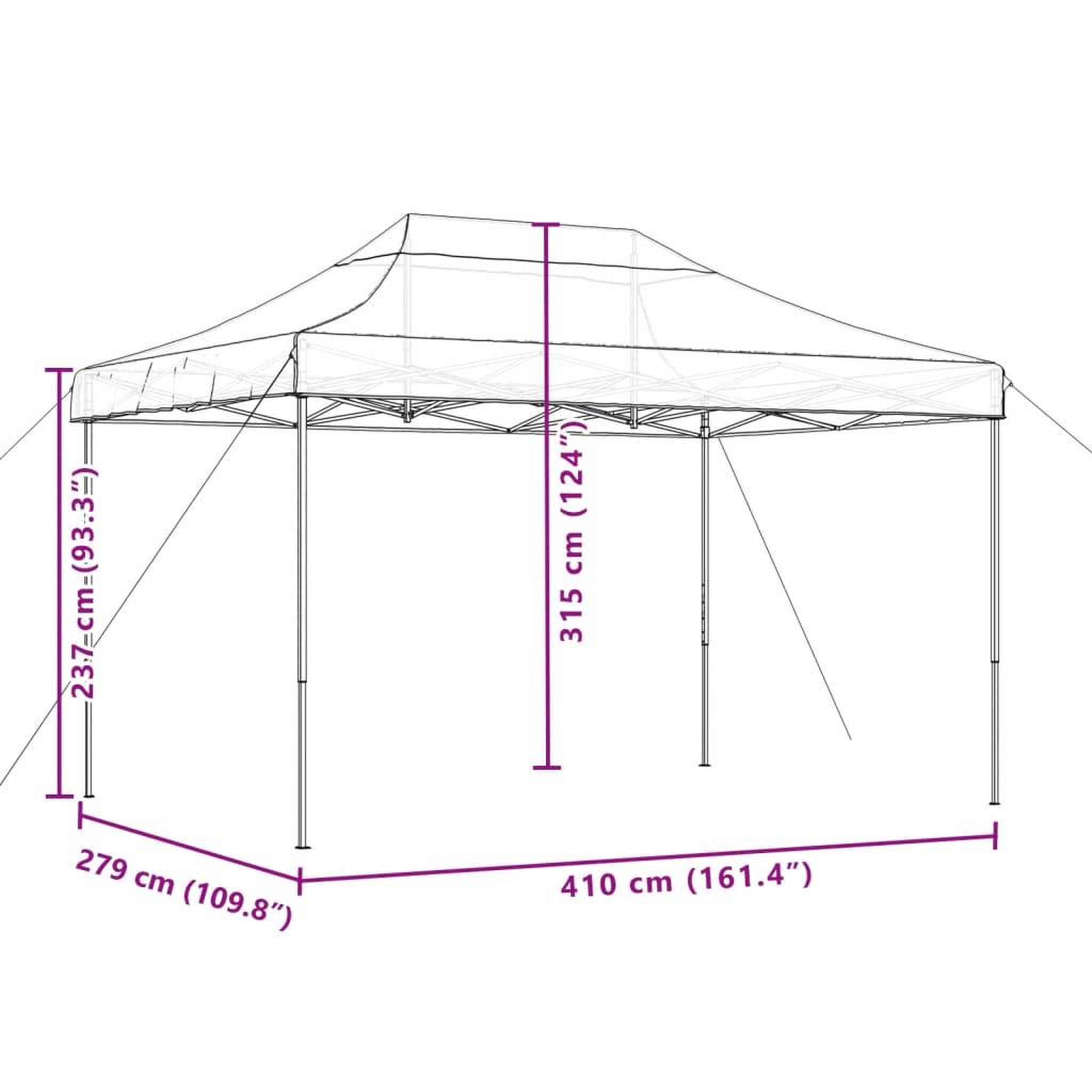 Voir la diapositive 6 : VIDAXL Tente de reception pliable escamotable taupe 410x279x315 cm