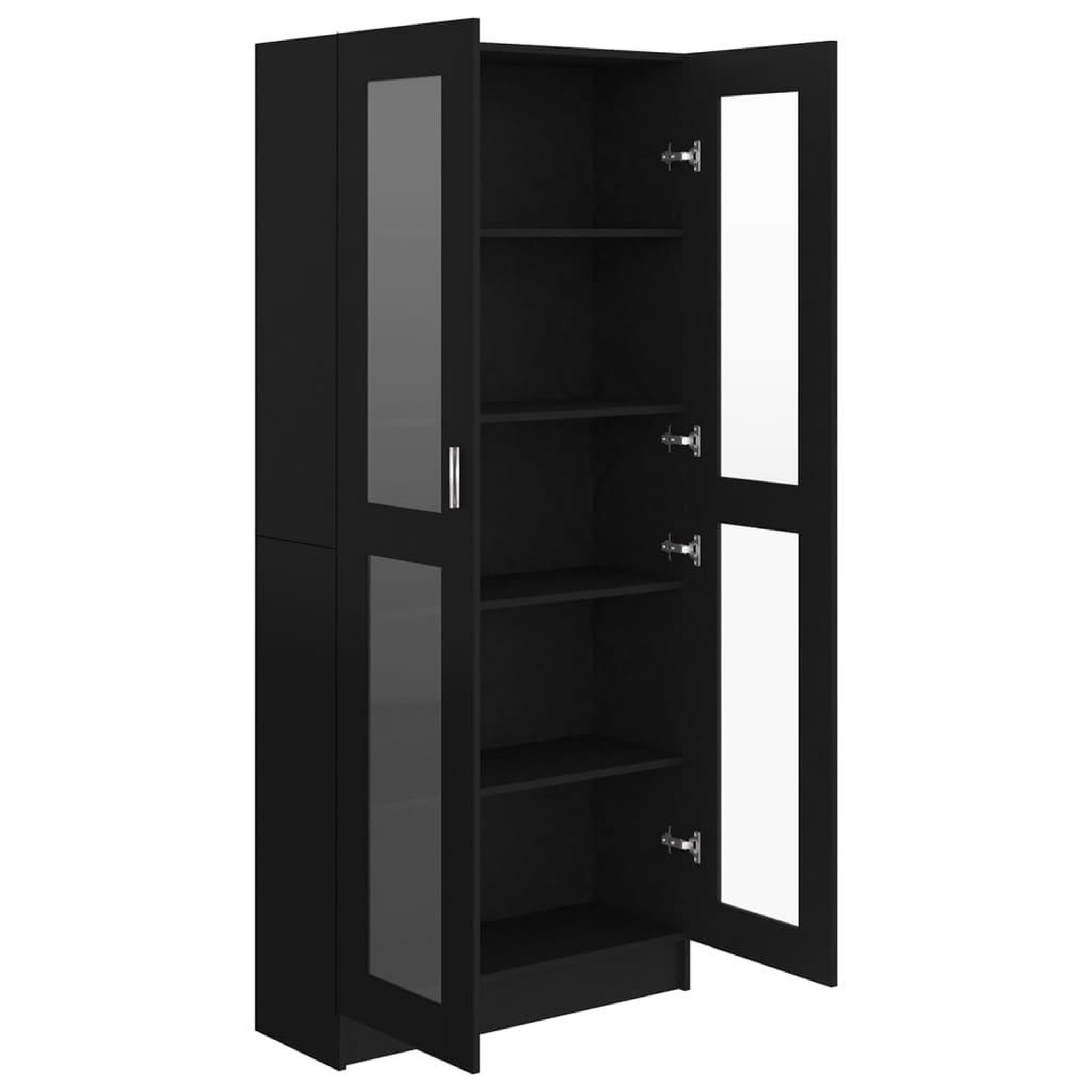 Voir la diapositive 5 : VIDAXL Armoire a vitrine Noir 82,5x30,5x185,5 cm Bois d'ingenierie