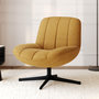 Voir la diapositive 2 : Rendez vous déco Fauteuil pivotant en tissu effet velours jaune moutarde-Elvis