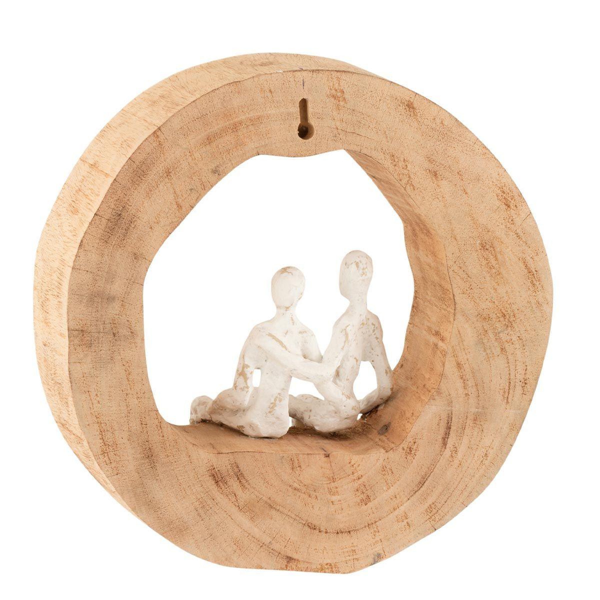 Voir la diapositive 2 : J-LINE Couple assis déco  tijana  29cm naturel & blanc