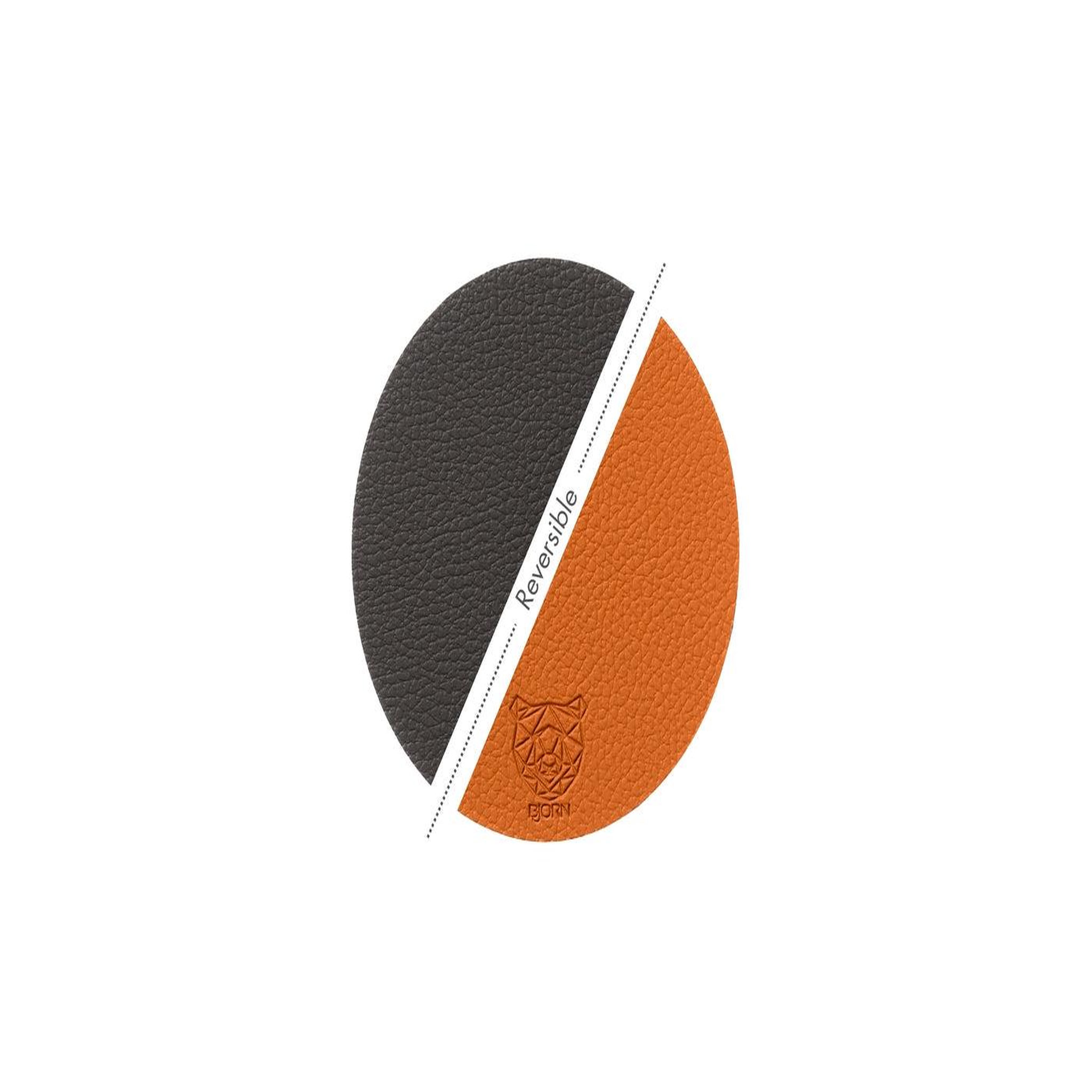 Voir la diapositive 3 : BJORN Sous-verre rond réversible - 6 pièces - cuir recyclé orange et chocolat
