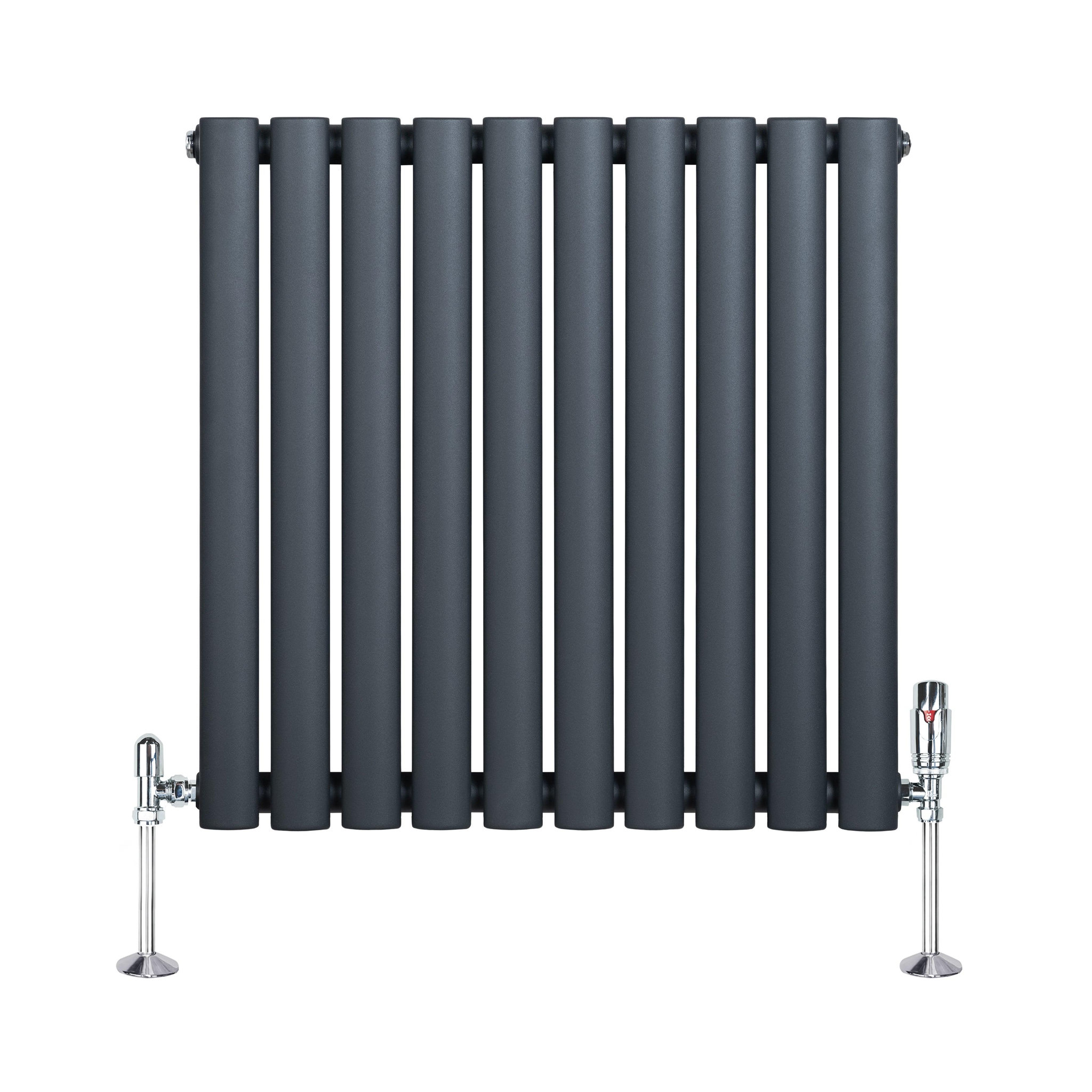 Voir la diapositive 2 : MONSTERSHOP Radiateur à colonnes ovales & vannes, 1 panneau - 600 x 600 mm
