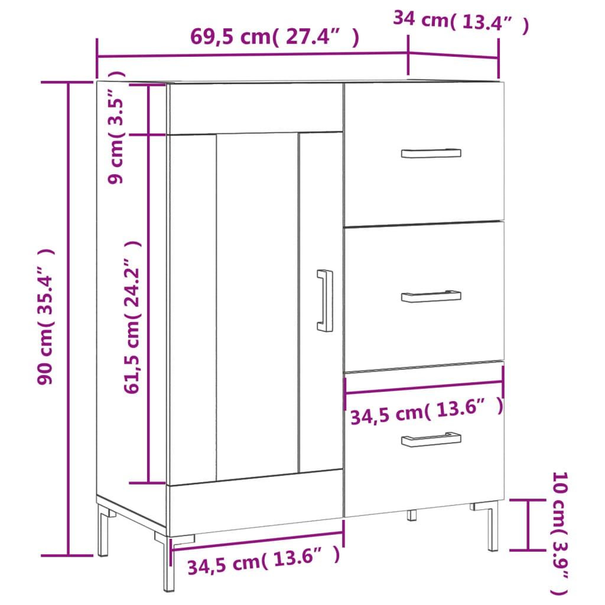 Voir la diapositive 6 : VIDAXL Buffet gris beton 69,5x34x90 cm bois d'ingenierie