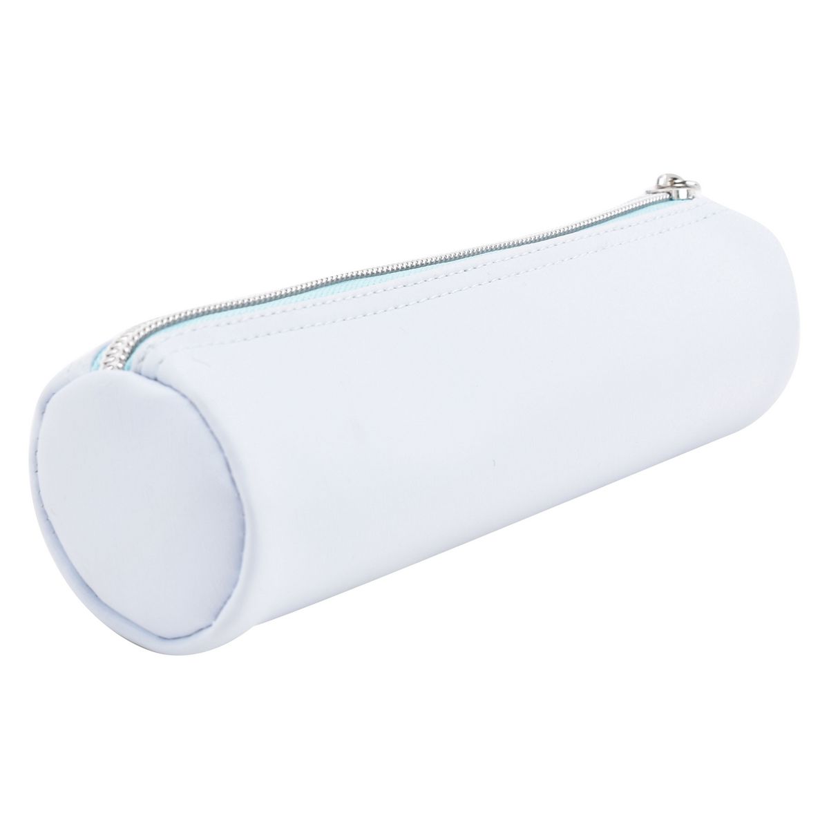 AUCHAN Trousse scolaire ronde avec charm pompon polyuréthane bleu pastel