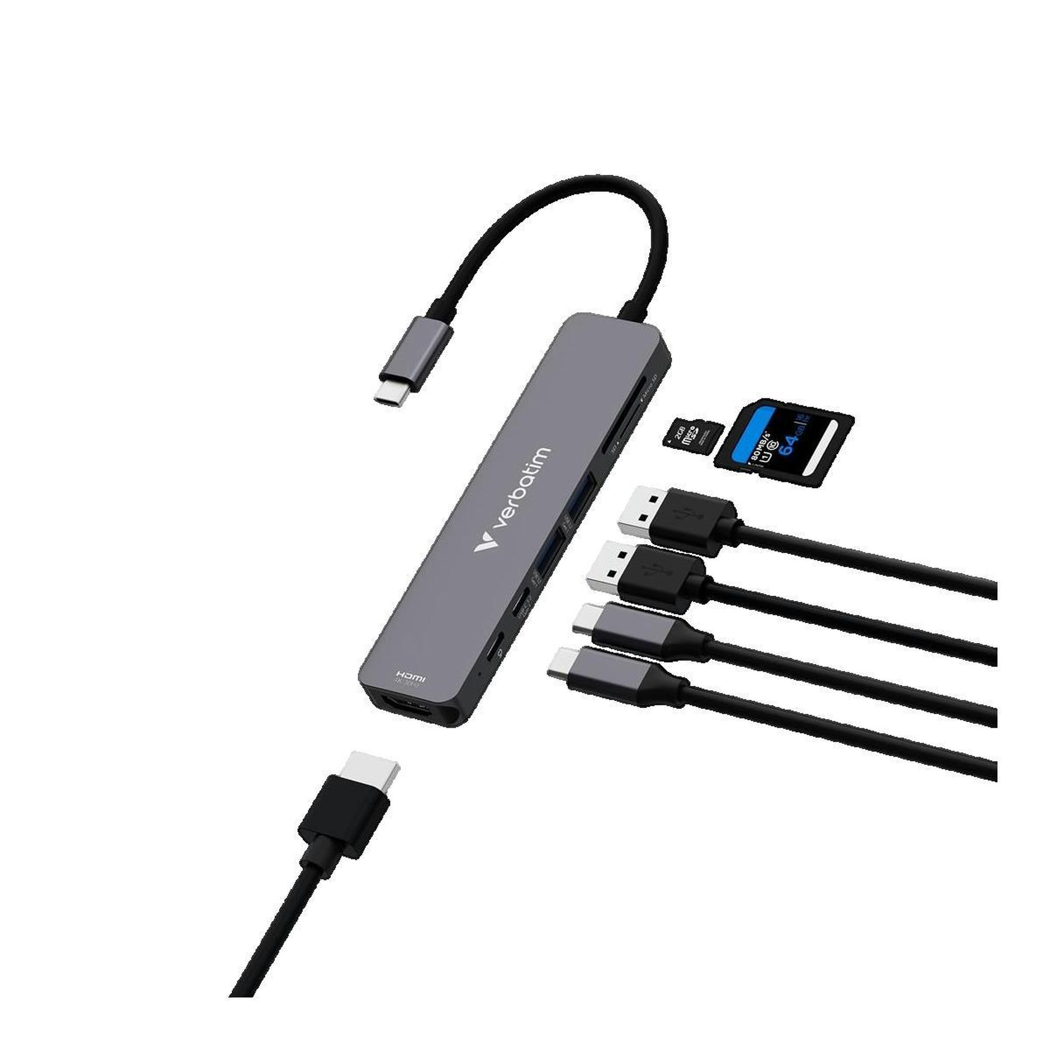 Voir la diapositive 2 : Verbatim Hub USB Verbatim Essentials Multiport avec 7 ports
