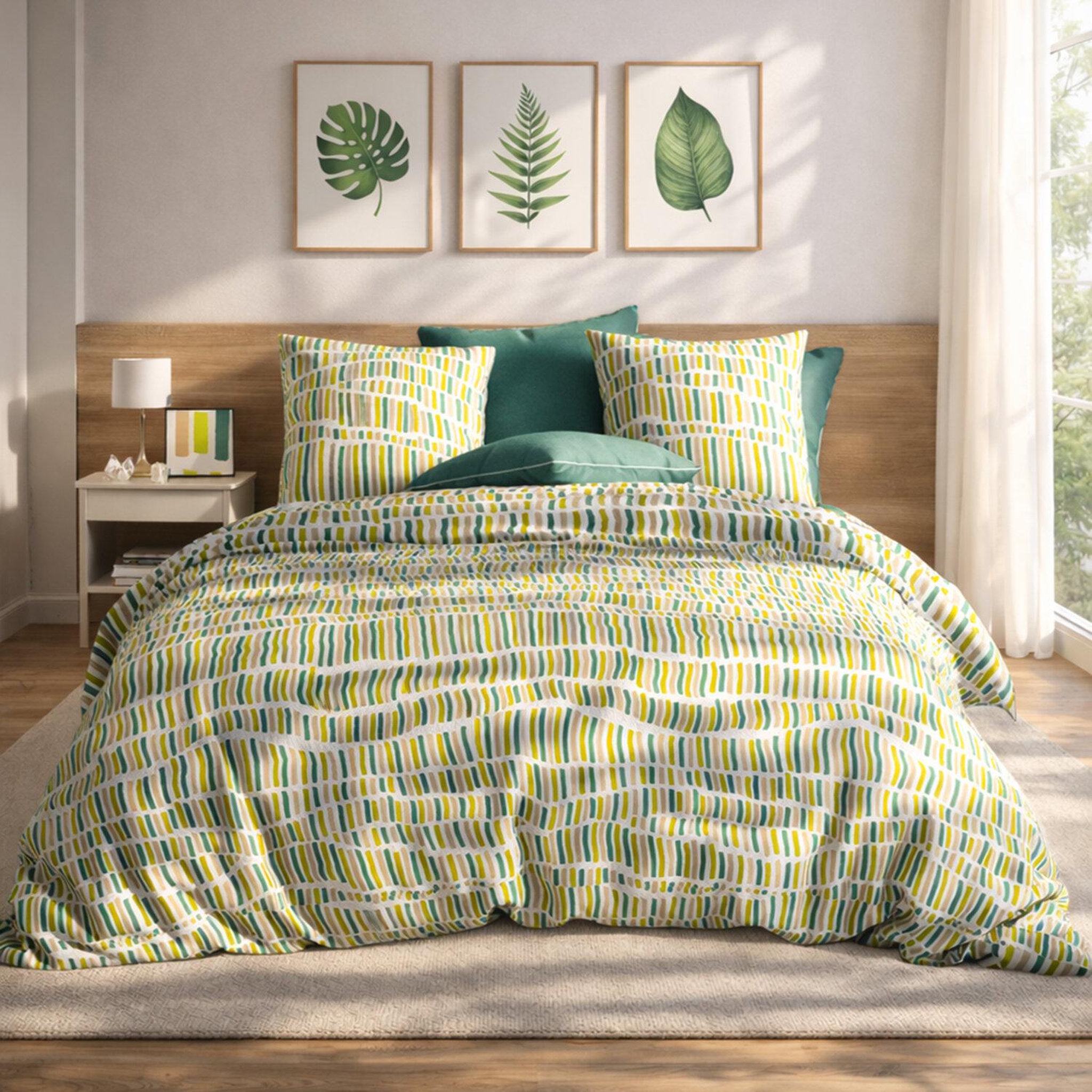 Voir la diapositive 1 : Les Ateliers du Linge Parure de housse de couette 100%coton 57fils flava green