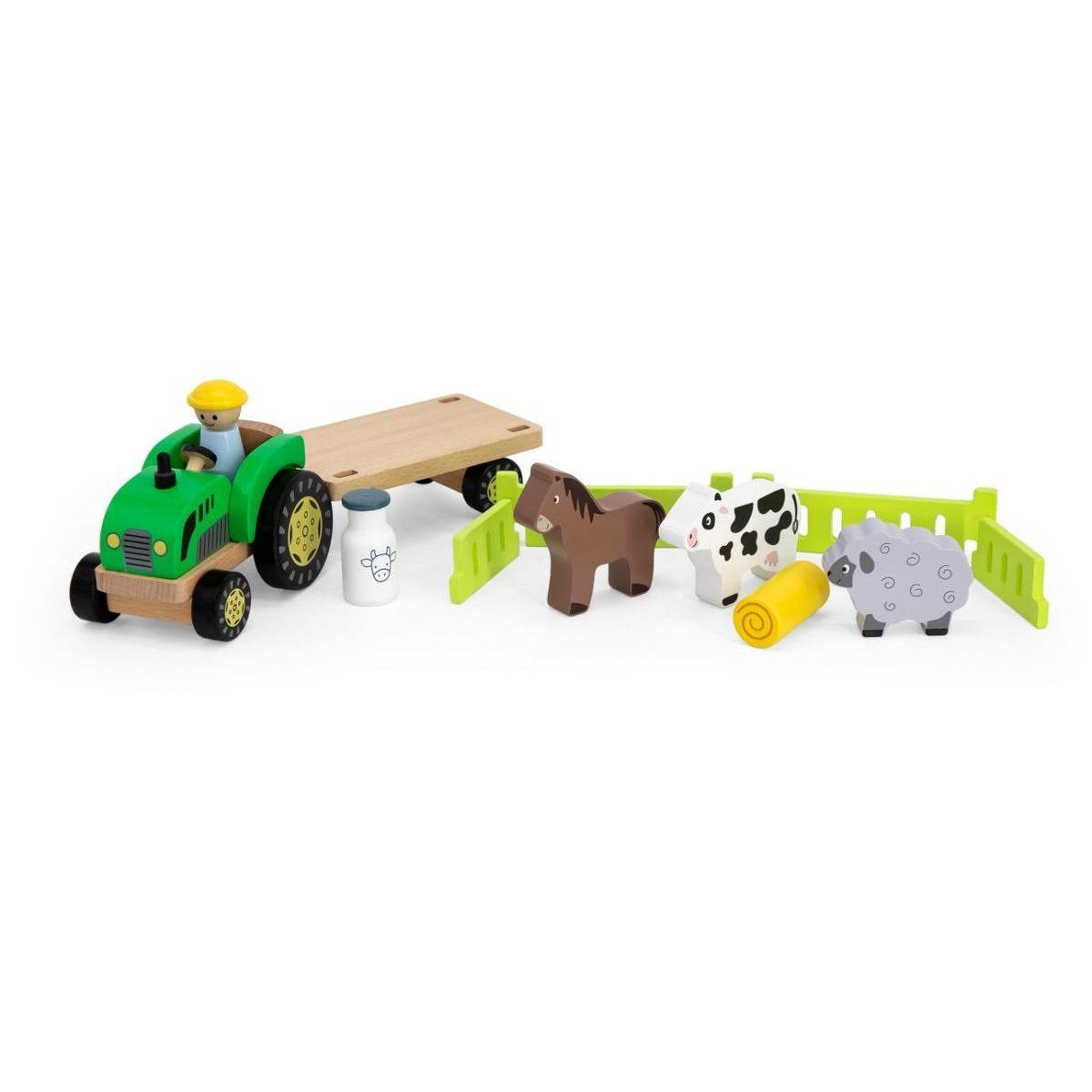 Voir la diapositive 4 : VIGA Tracteur en bois  44680 - remorque, fermier et animaux