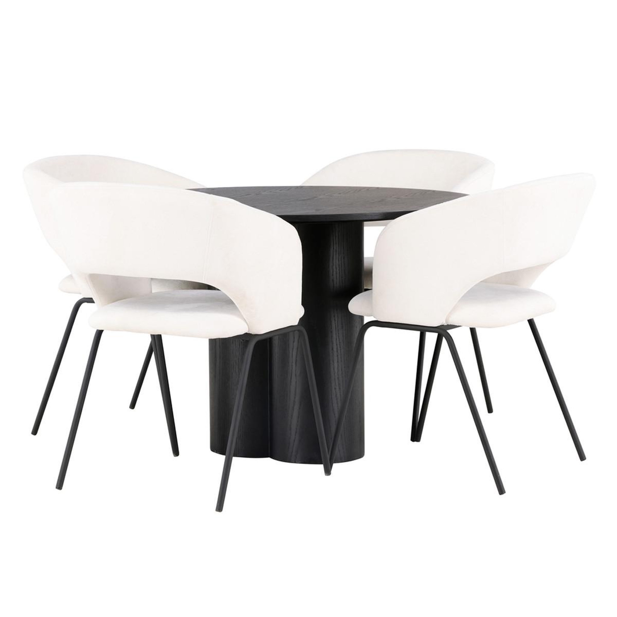 Paris Prix Ensemble table à manger & 4 chaises  olivia & day  110cm noir & blanc cassé