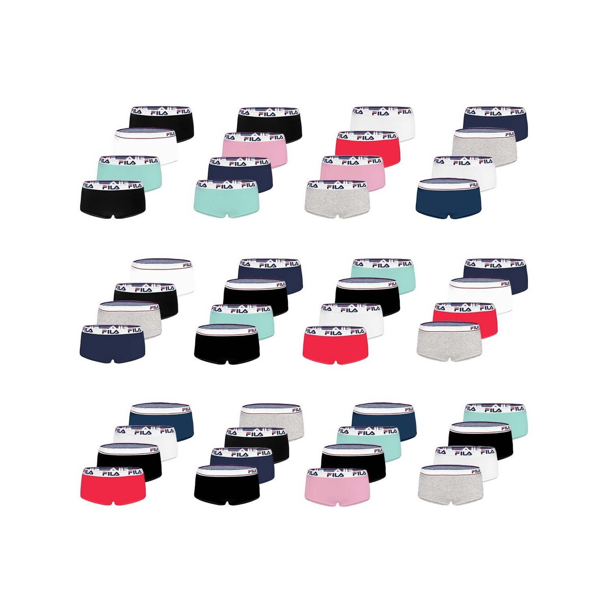 Voir la diapositive 3 : FILA Pack Surprise de 4 Boxers coton femme