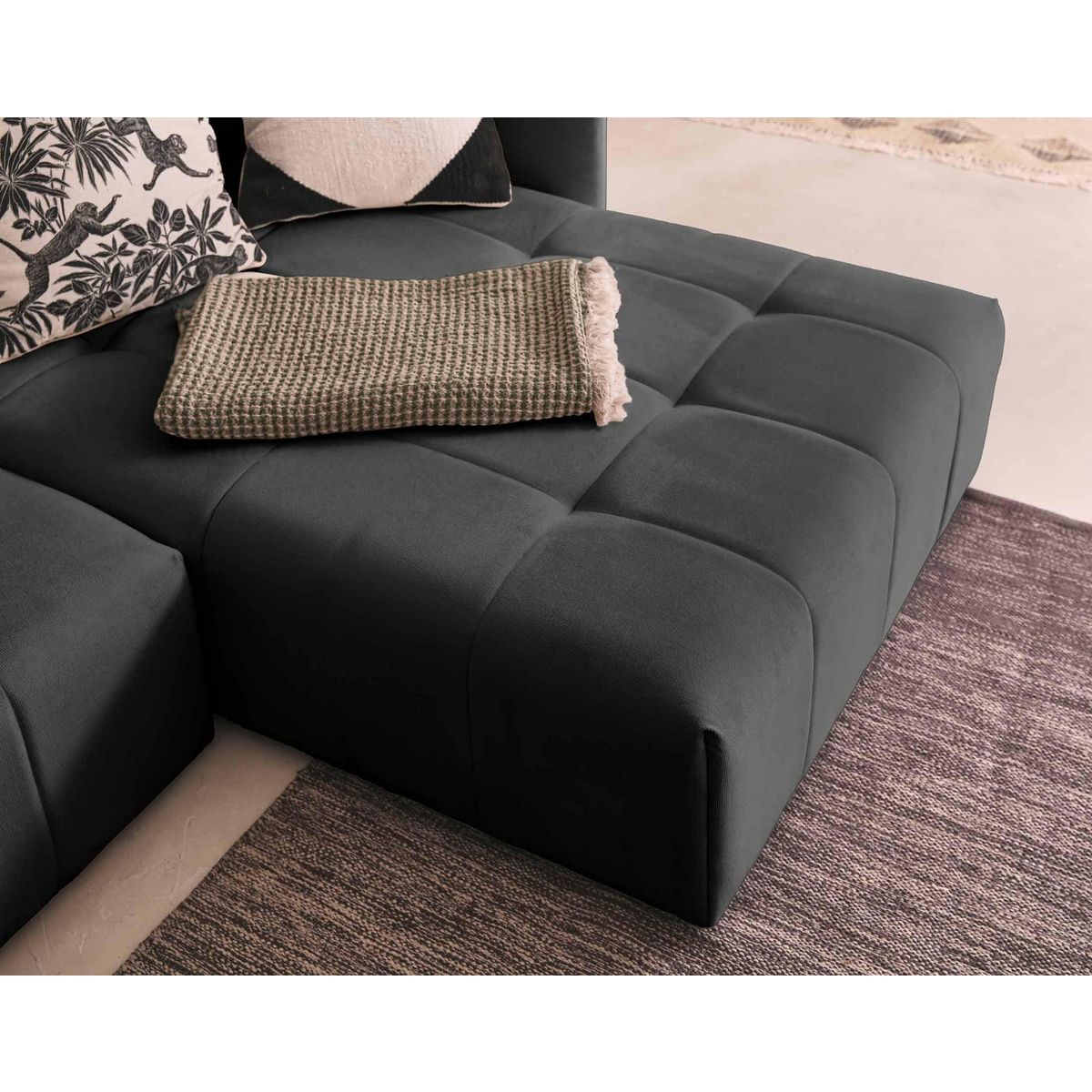 BEST MOBILIER Petra - canapé d'angle réversible - convertible avec coffre - 4 places - en velours