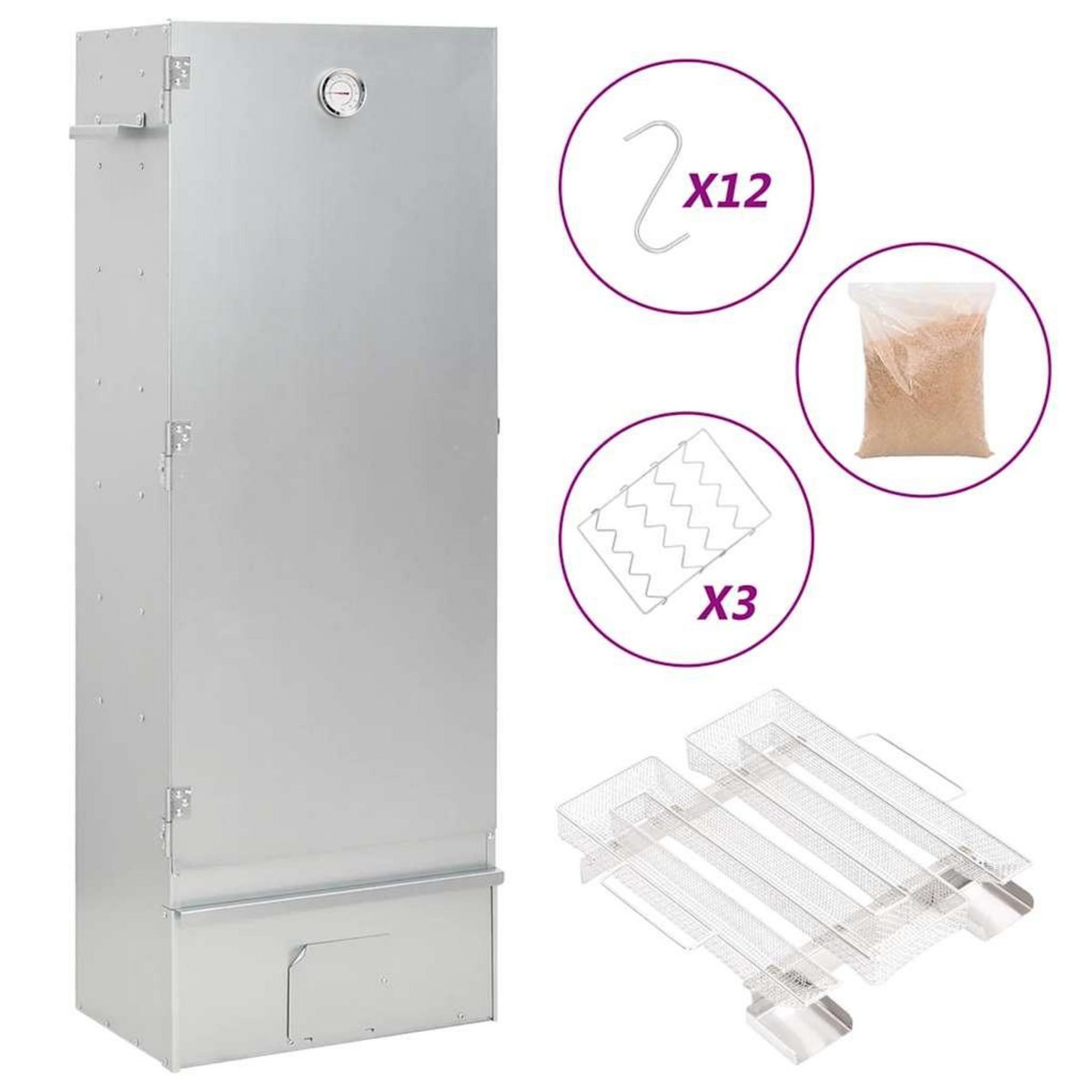 VIDAXL Fumoir a four a BBQ generateur de fumee froide acier galvanise