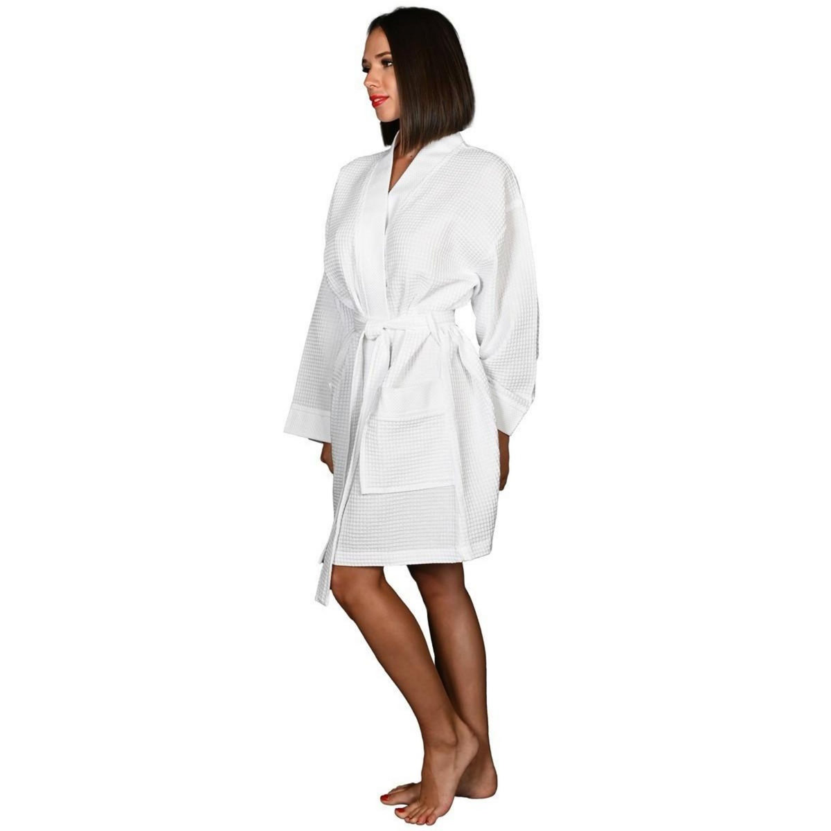 Sensei Maison Peignoir court femme nid d'Abeille col piqué SPA