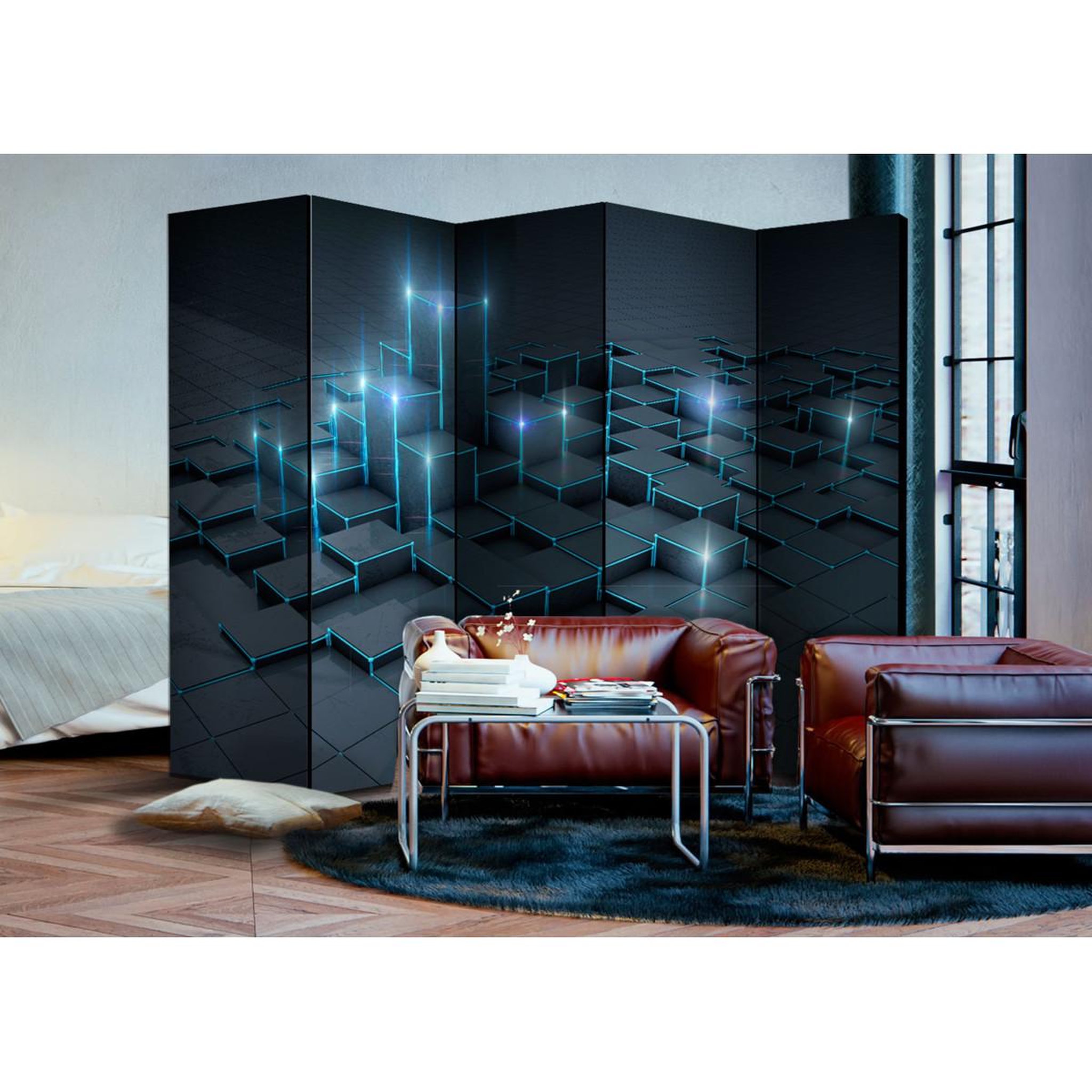Voir la diapositive 2 : Paris Prix Paravent 5 volets  black city  172x225cm