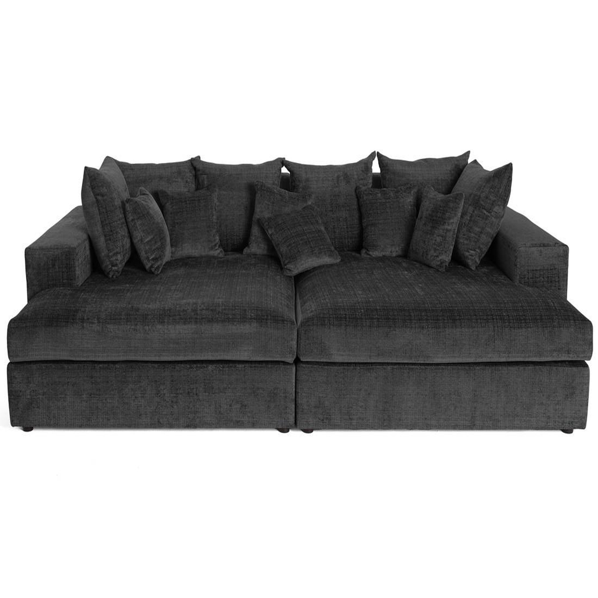Voir la diapositive 1 : BEST MOBILIER Collins - canapé droit 4 places avec double méridienne - assise profonde - en velours texturé