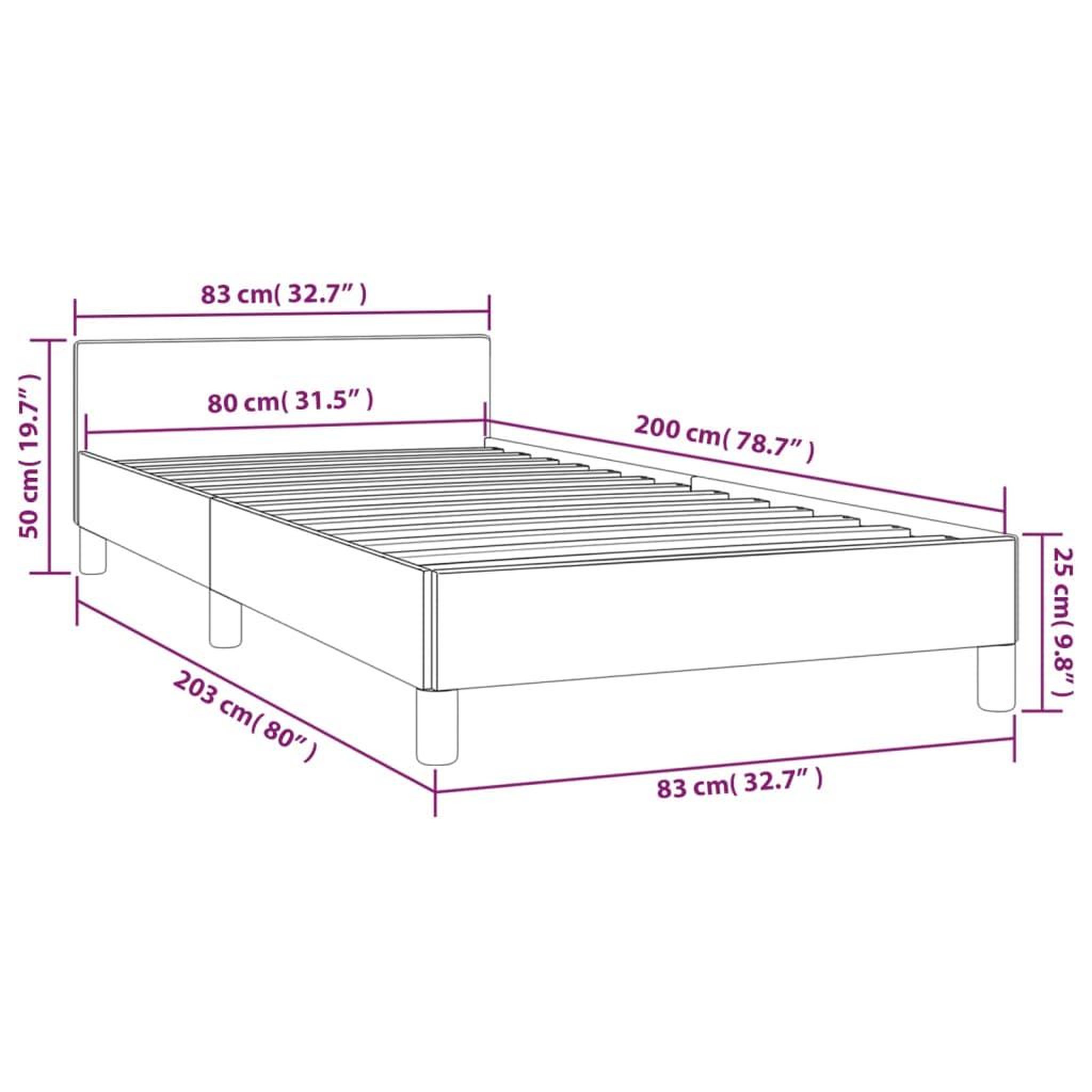 Voir la diapositive 6 : VIDAXL Cadre de lit sans matelas gris fonce 80x200 cm tissu