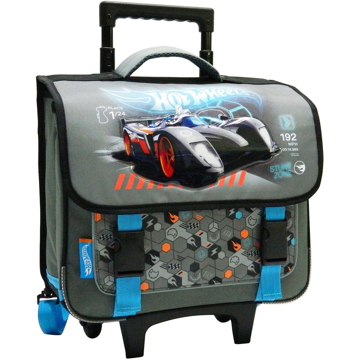 Cartable roulettes 38 cm gris HOT WHEELS