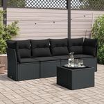 VIDAXL Salon de jardin 5 pcs avec coussins noir resine tressee
