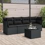 Voir la diapositive 1 : VIDAXL Salon de jardin 5 pcs avec coussins noir resine tressee