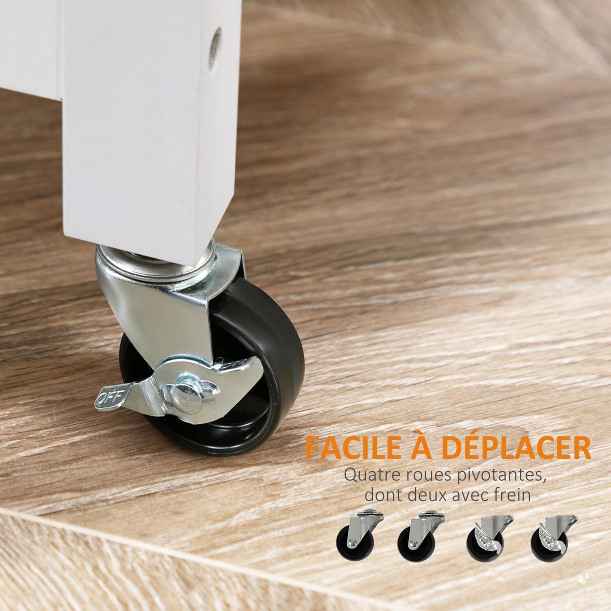 HOMCOM Desserte de cuisine multi-rangements 1 tiroir placard 2 portes avec étagère porte-torchons MDF acier inox.