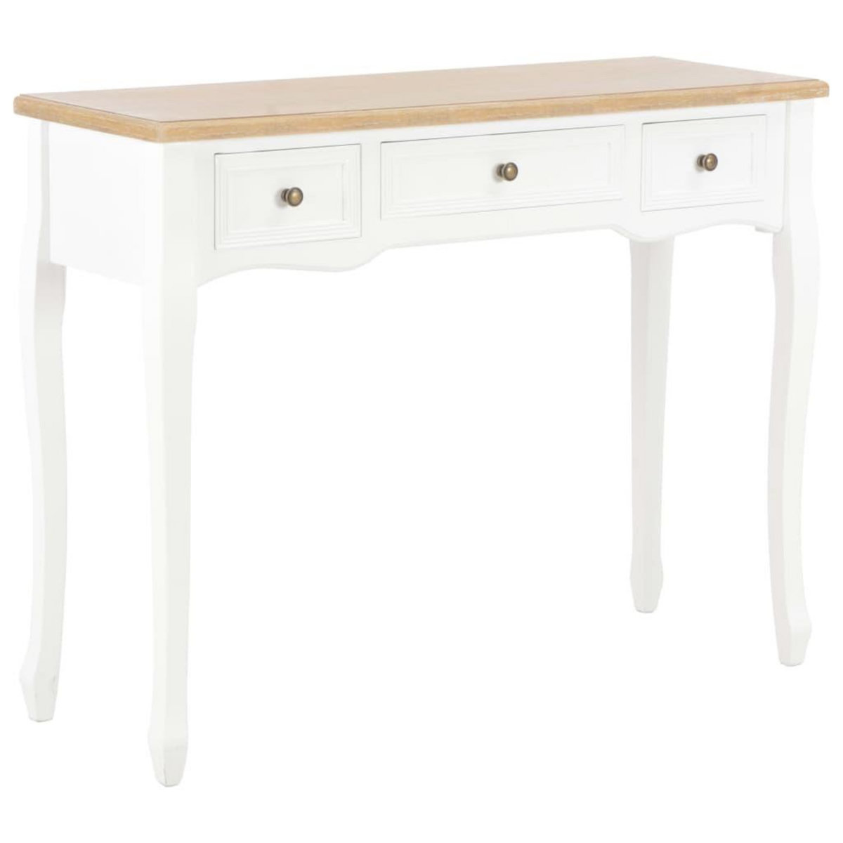VIDAXL Table de console et coiffeuse avec 3 tiroirs Blanc