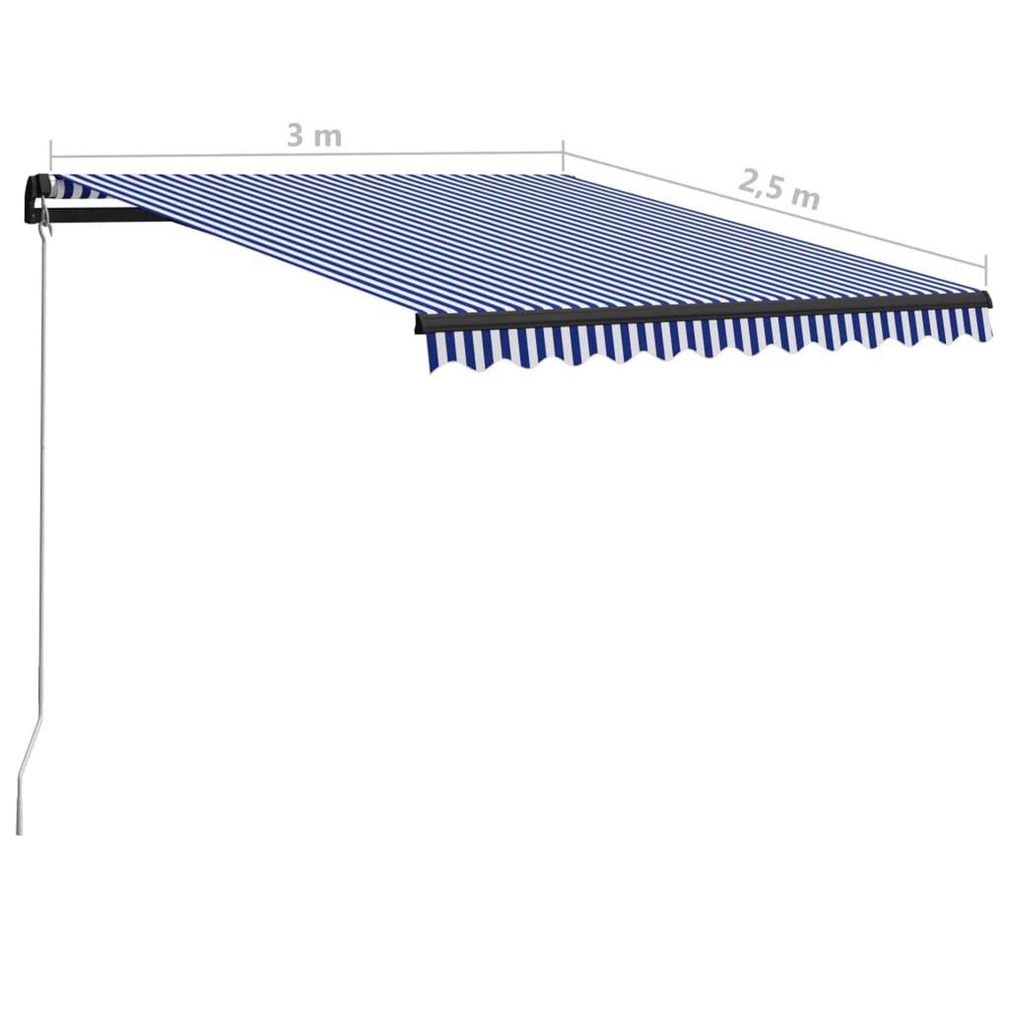Voir la diapositive 6 : VIDAXL Auvent manuel retractable 300x250 cm Bleu et blanc